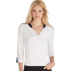 WHBM 3/4 SLEEVE HIGH-LOW HEM KNIT TOP Large